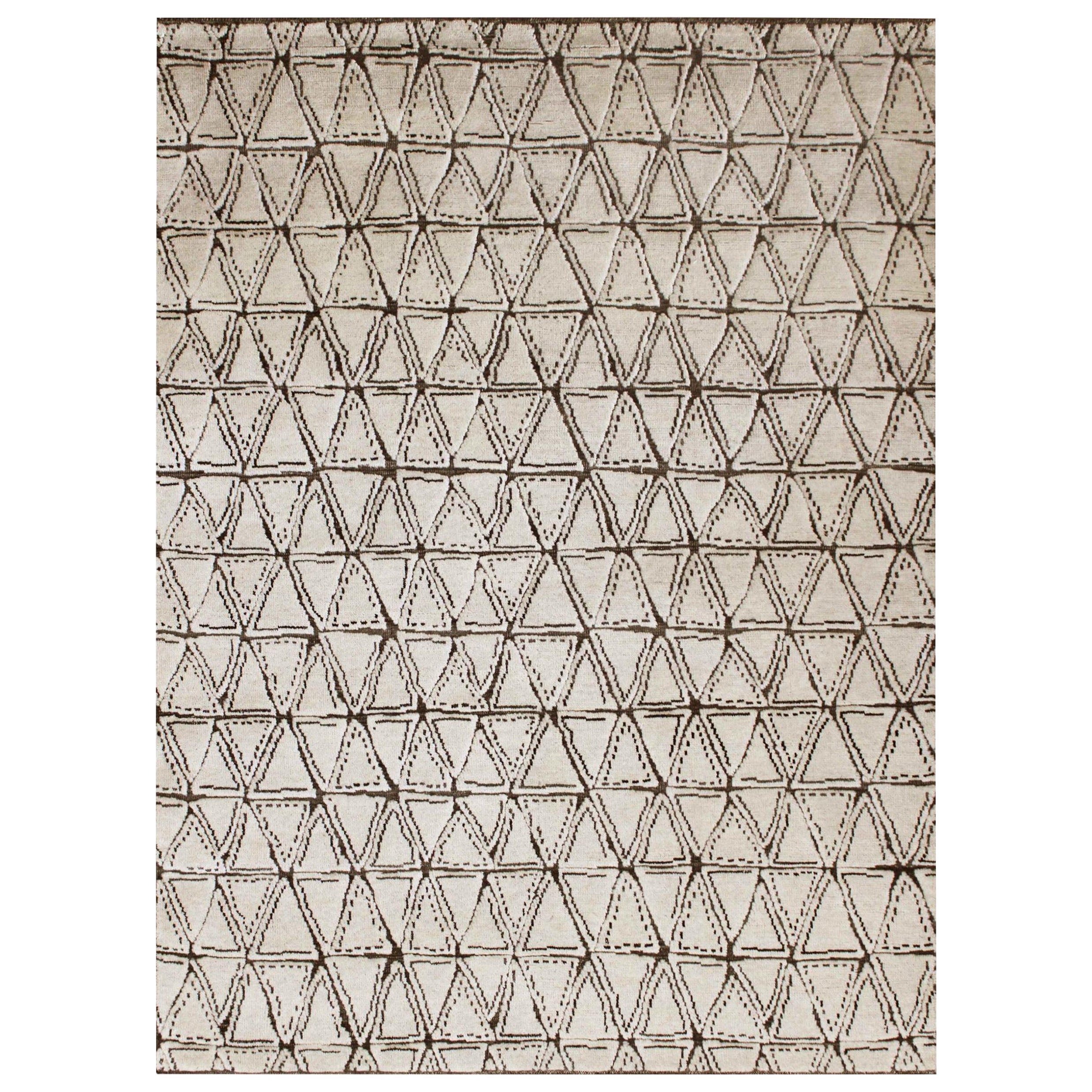 Alfombra India Pyramid Small Circa 1990 - Lana Marrón Ivory Design - 90612