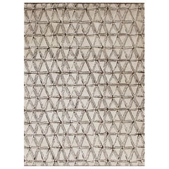 Petit tapis Pyramide de l'Inde Circa 1990 - Laine Brown Ivory Design - 90612