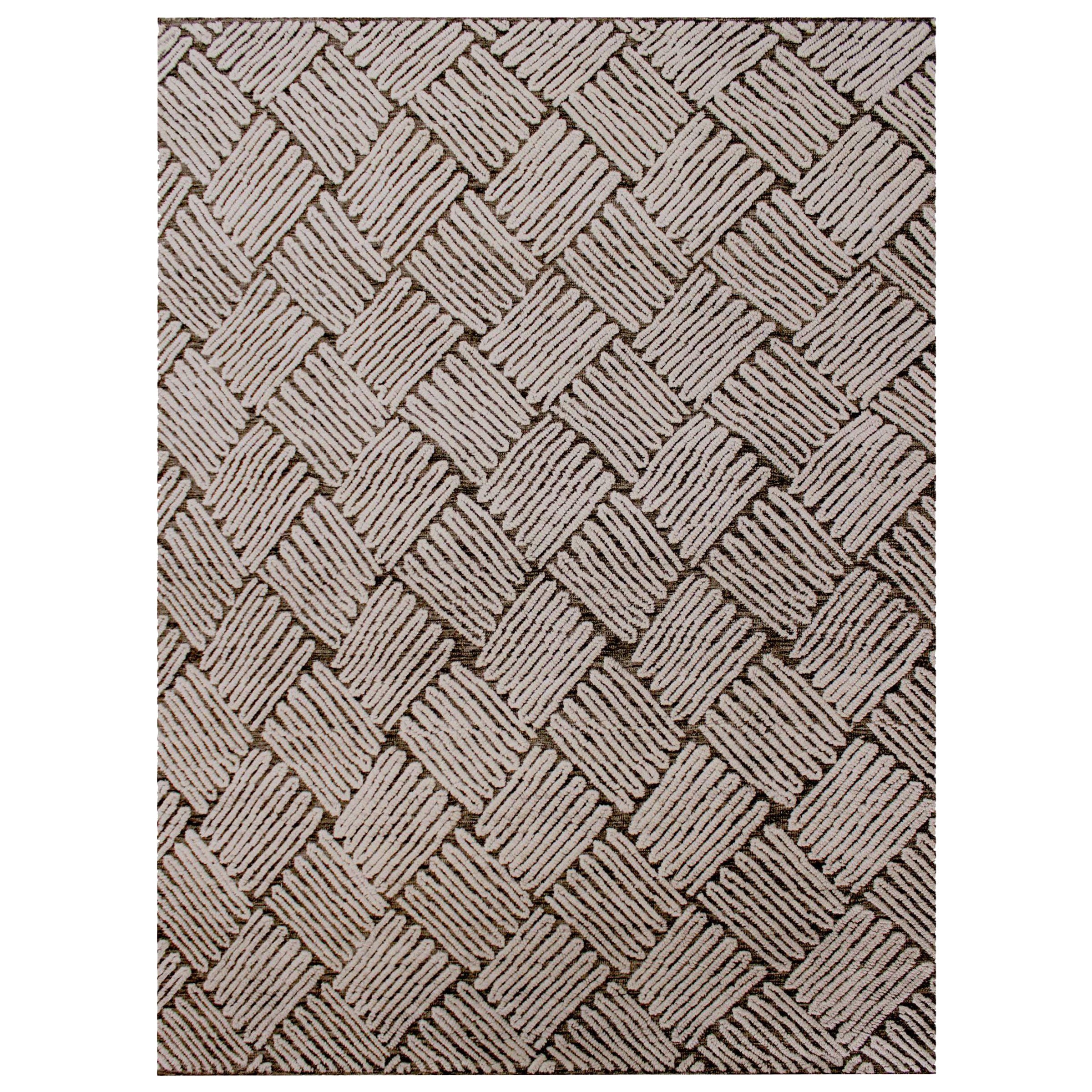 India Lava Small Rug Circa 1990 - Wool Brown Ivory Design - 90601