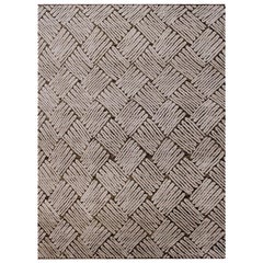 India Lava Small Rug Circa 1990 - Wool Brown Ivory Design - 90601