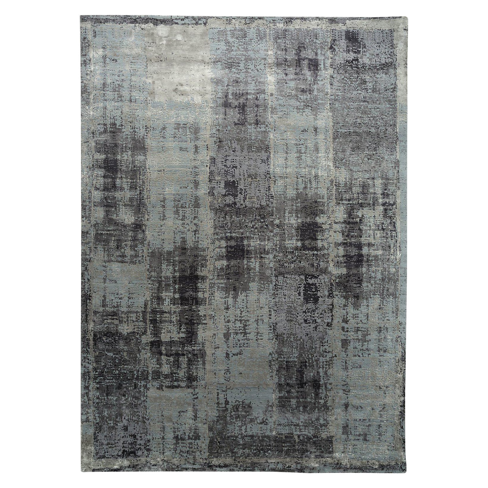 India Small Rug Circa 1990 - Wool Brown Gray Ivory Design - 90653