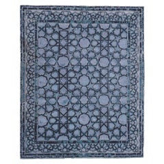 Indien Small Rug CIRCA 1990 - Wolle Blau Brown Design - 90670