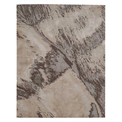 India Small Rug Circa 1990 - Wool Brown Gray Ivory Design - 90671