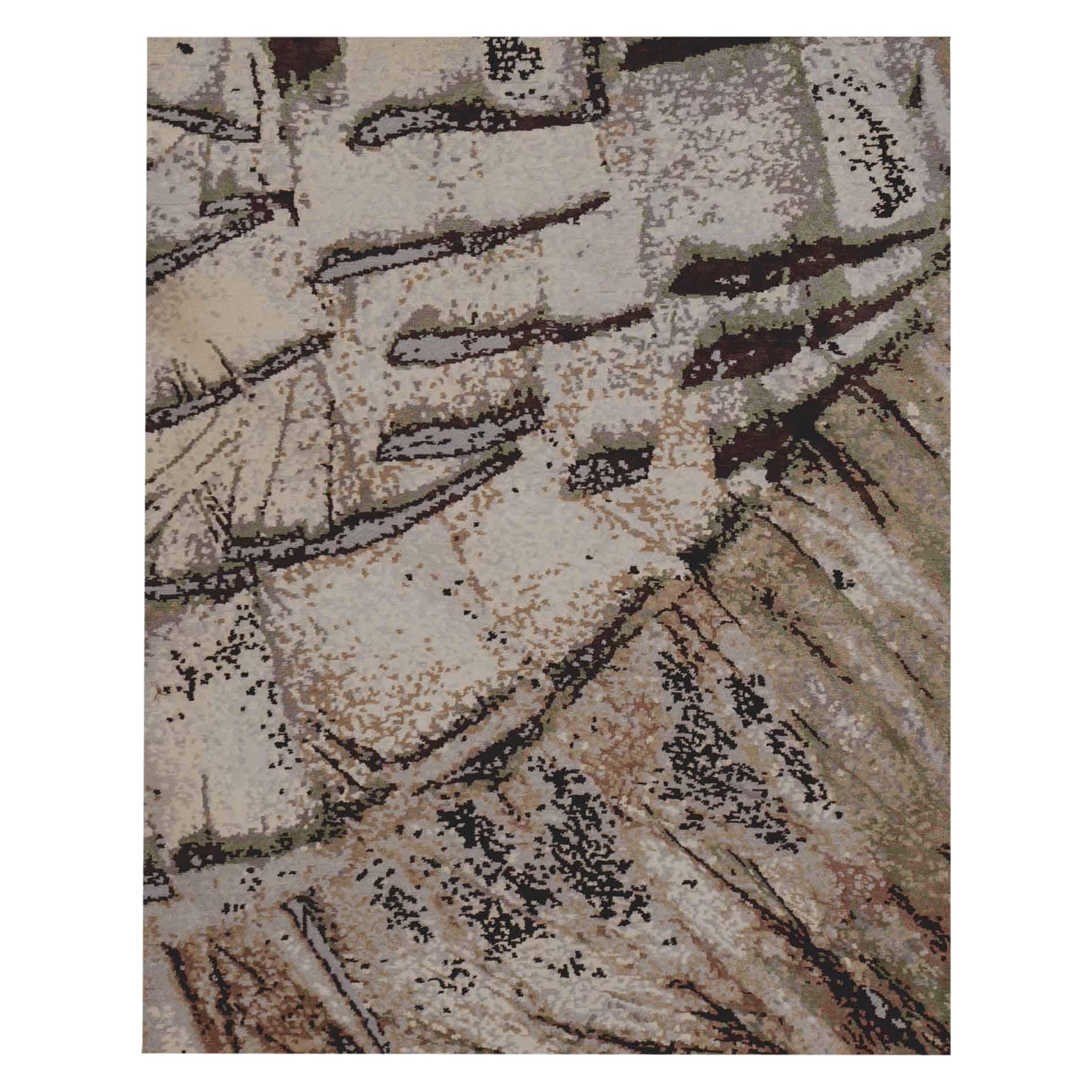 India Small Rug Circa 1990 - Wool Brown Ivory Design - 90673