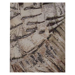 India Small Rug Circa 1990 - Wool Brown Ivory Design - 90673