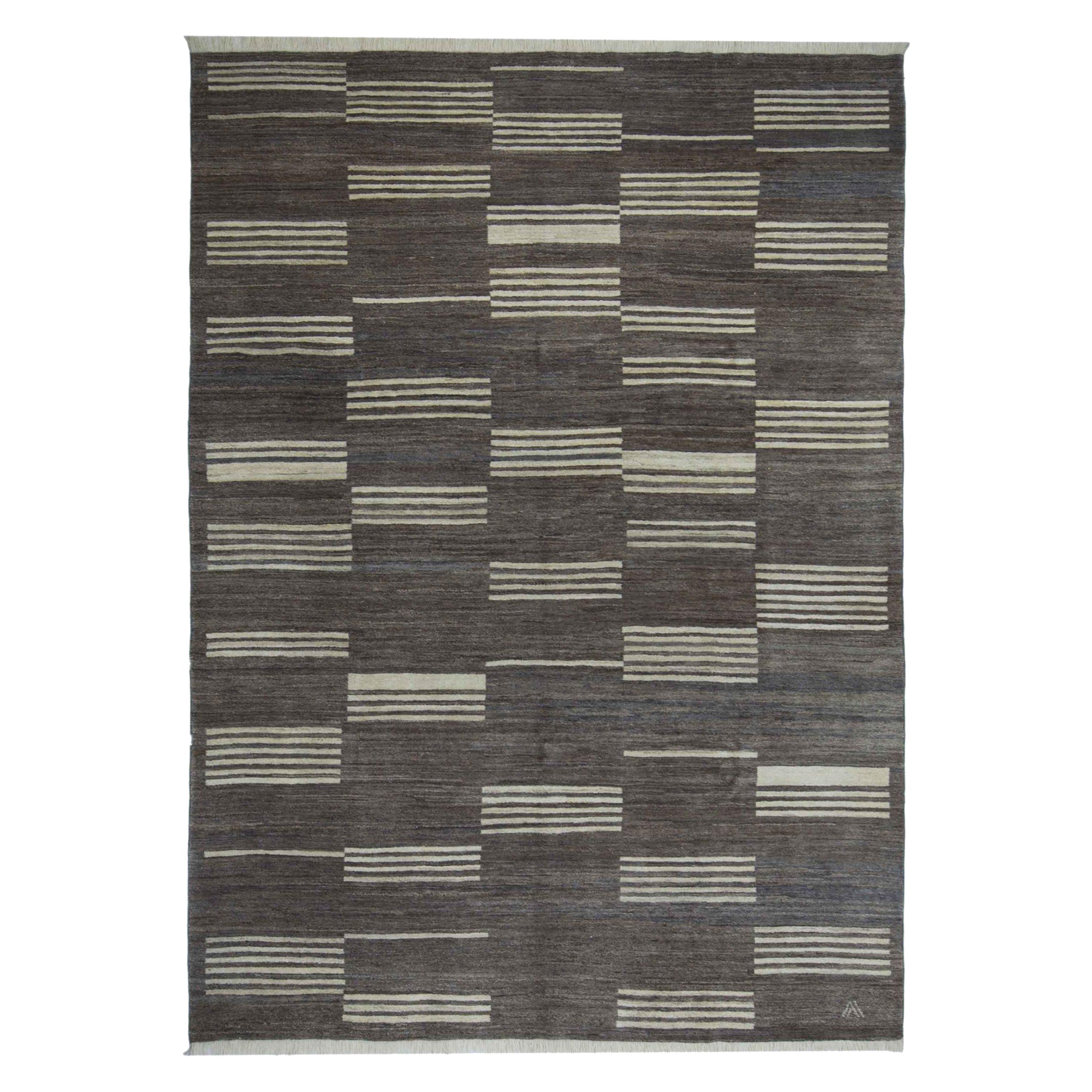 Afghanistan Oushak Area Rugs Circa 1990 - Wool Brown Ivory Design - 90693
