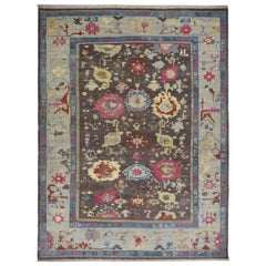 Afghanistan Oushak Over Size Rug Circa 1990 - Wool Brown Pink Yellow - 90707