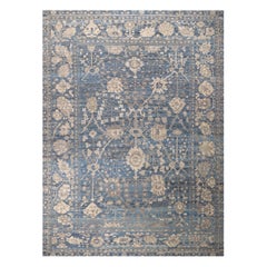 Afghanistan Oushak Area Rugs Circa 1990 - Wool Blue Brown Ivory Design - 90727