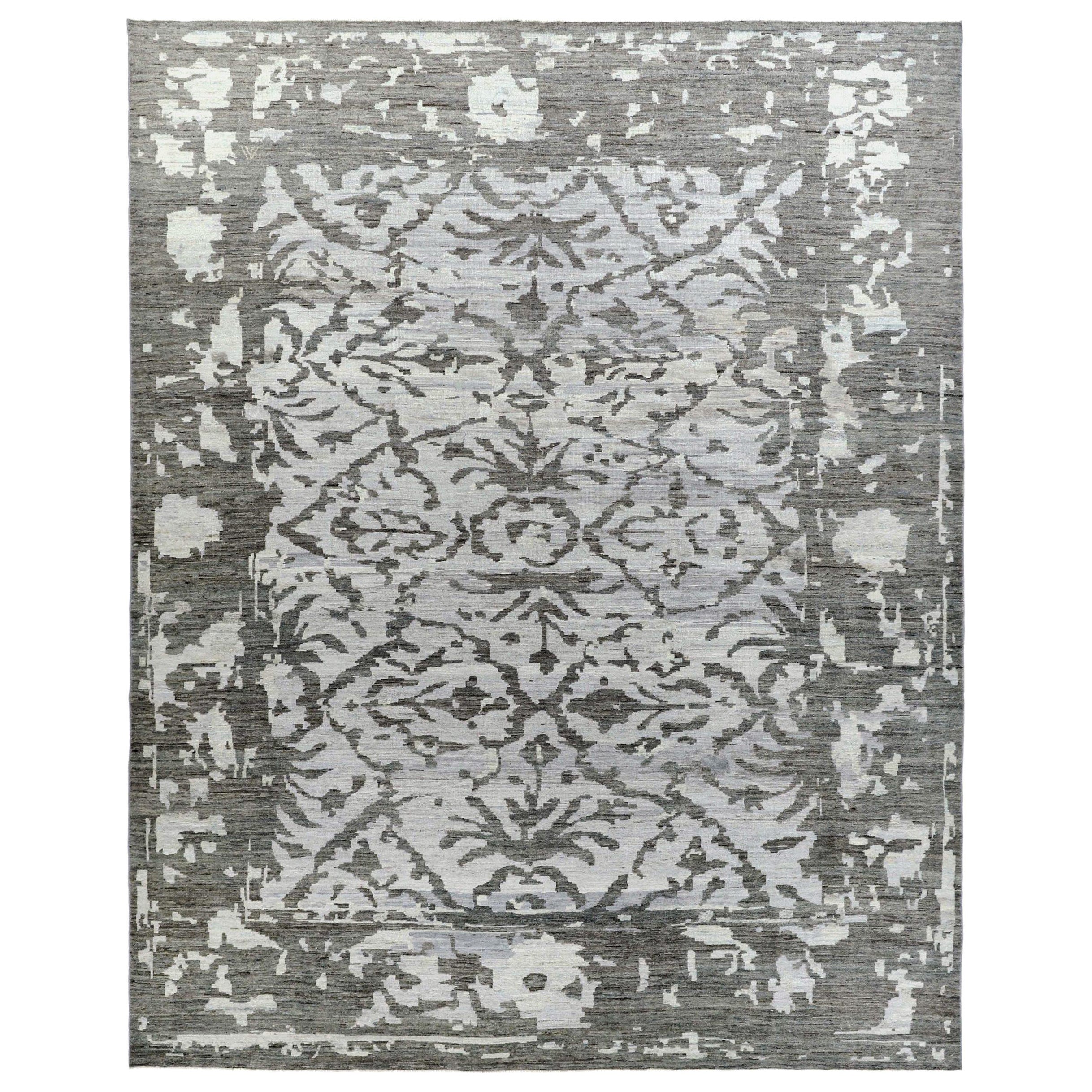 Afghanistan Oushak Area Rugs Circa 1990 - Wool Brown Ivory Design - 90728