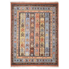 Afghanistan Tapis Oushak Circa 1990 - Laine Bleu Brown Rose Jaune - 90714