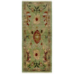 Tappeto Afghanistan Oushak Piccolo Circa 1990 - Lana Verde Avorio Rosso Design - 90732