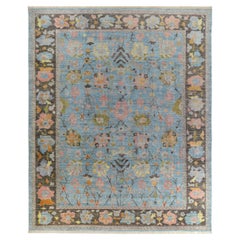 Afghanistan Oushak Over Size Rug Circa 1990 - Wool Blue Brown Green Pink - 90718