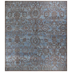 Afghanistan Oushak Over Size Rug Circa 1990 - Wool Blue Brown Design - 90736