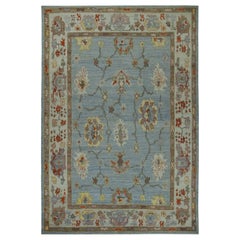 Afghanistan Tapis Oushak Circa 1990 - Laine Bleu Ivoire Rouge Jaune - 90719