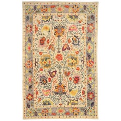 Tappeto Afghanistan Oushak Over Size Circa 1990 - Lana Avorio Rosa Rosso Giallo - 90737