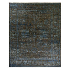 Tappeto Afghanistan Oushak Over Size Circa 1990 - Lana Blu Marrone Design - 90723