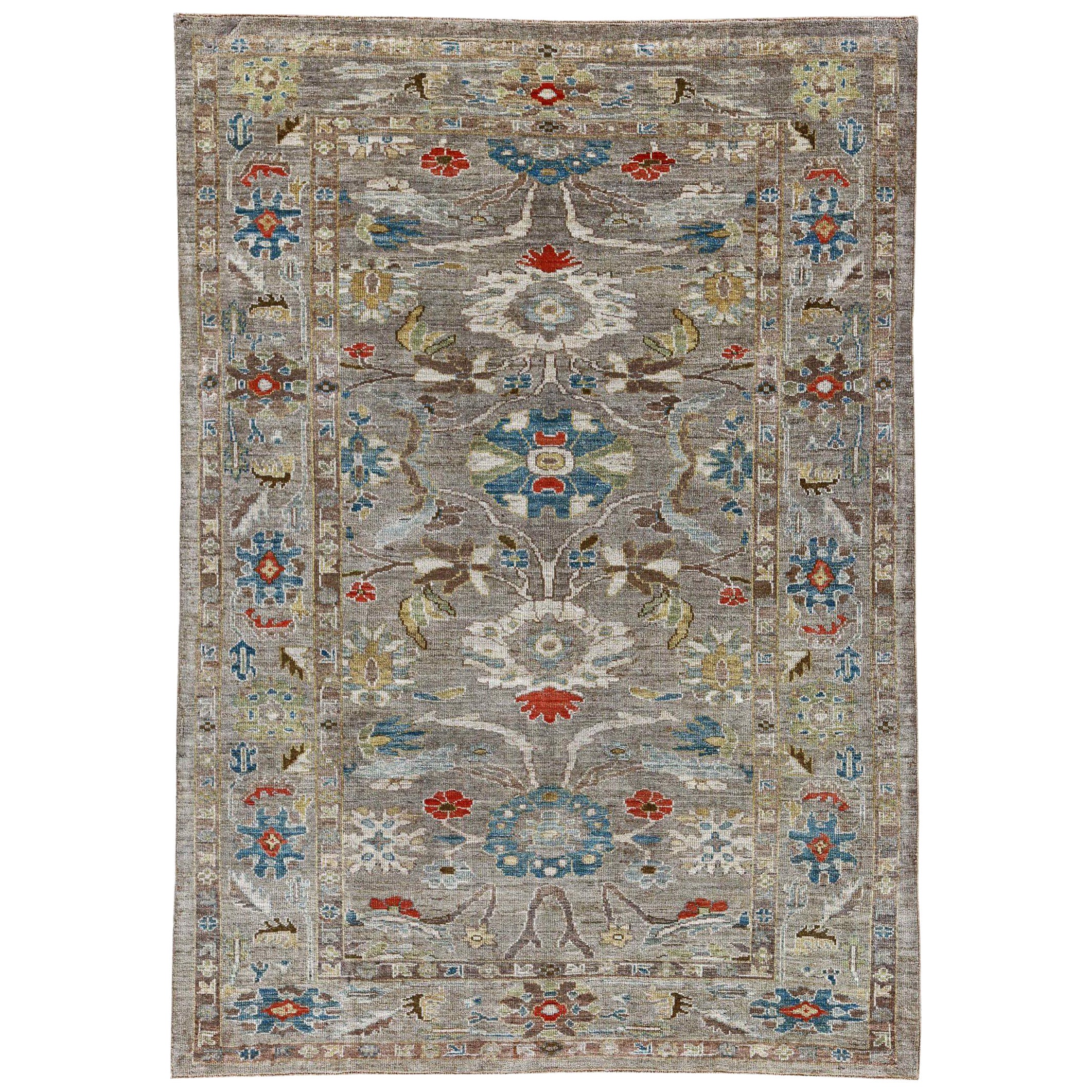 Afghanistan Sultanabad Area Rugs Circa 1990 - Wool Brown Ivory Taupe - 90768