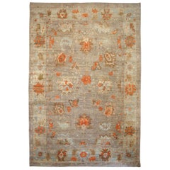 Afghanistan Oushak Over Size Rug Circa 1990 - Wool Brown Ivory Orange - 90745