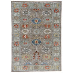 Afghanistan Sultanabad Area Rugs Circa 1990 - Wool Blue Brown Green Red - 90770