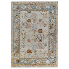 Tappeti Afghanistan Oushak Circa 1990 - Lana Blu Avorio Design - 90747