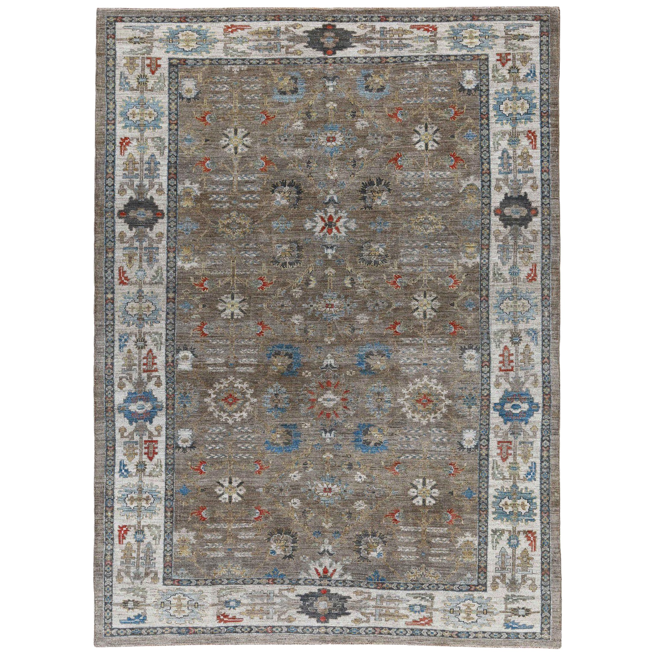 Afghanistan Sultanabad Area Rugs Circa 1990 - Wool Blue Brown Ivory - 90772