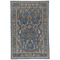 Afghanistan Tapis Sultanabad Circa 1990 - Laine Brown Ivoire Bleu marine - 90773