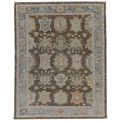 Afghanistan Rose Collection Tapis de sol Circa 1990 - Laine Bleu Brown - 90774
