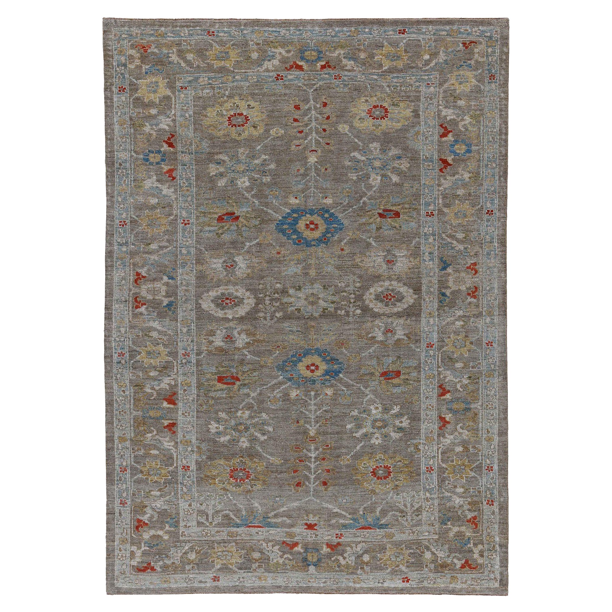 Afghanistan Sultanabad Area Rugs Circa 1990 - Wool Blue Brown Yellow - 90787