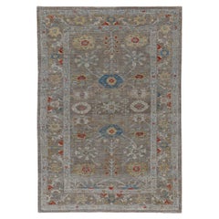 Afghanistan Sultanabad Area Rugs Circa 1990 - Wool Blue Brown Yellow - 90787