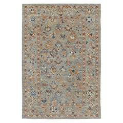 Afghanistan Sultanabad Area Rugs Circa 1990 - Wool Ivory Orange Design - 90790