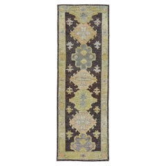 Tappeto Runner Afghanistan Rose Collection Circa 1990 - Lana Blu Marrone - 90792