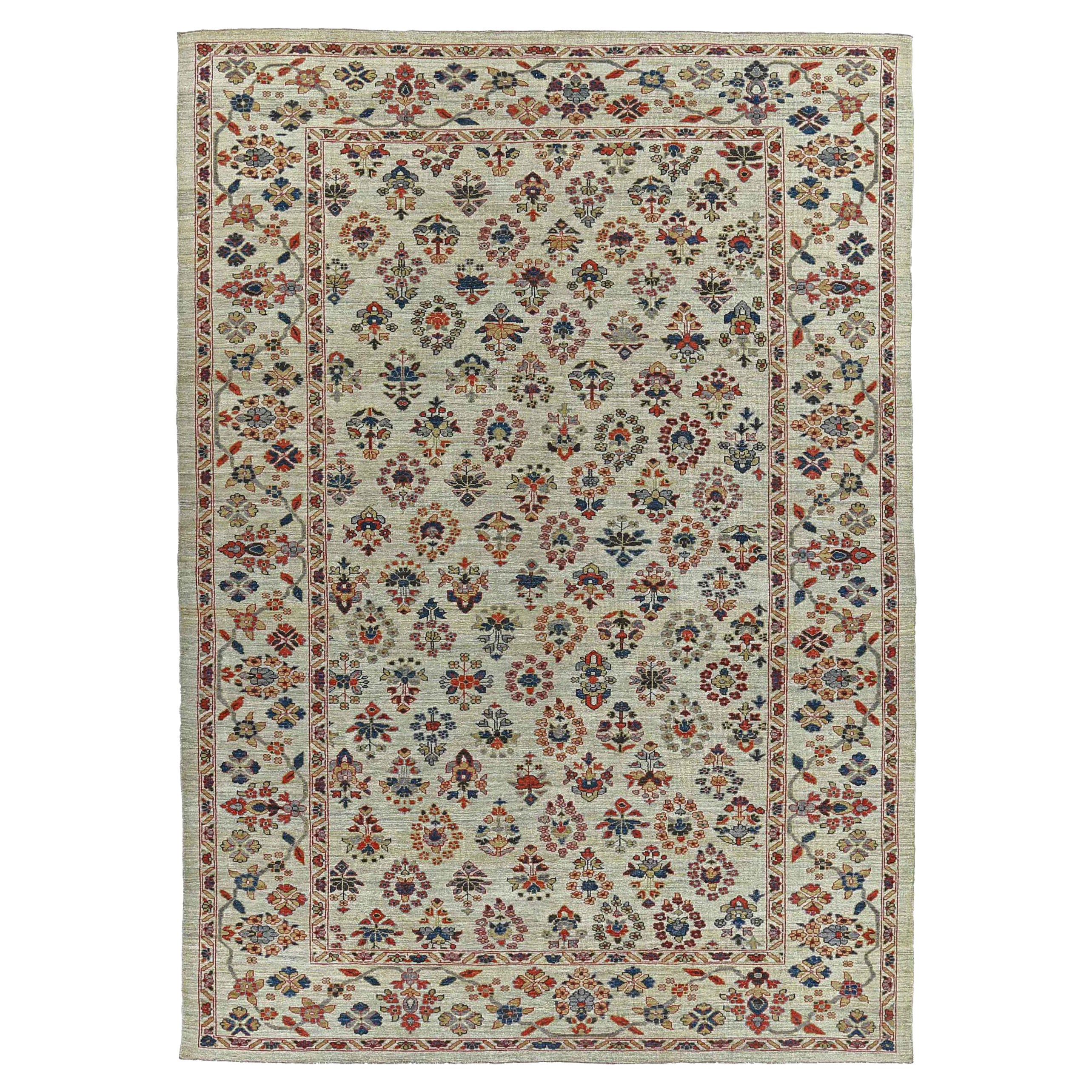 Afghanistan Sultanabad-Teppiche Circa 1990 - Wolle Elfenbein Rosa Rot Design - 90795