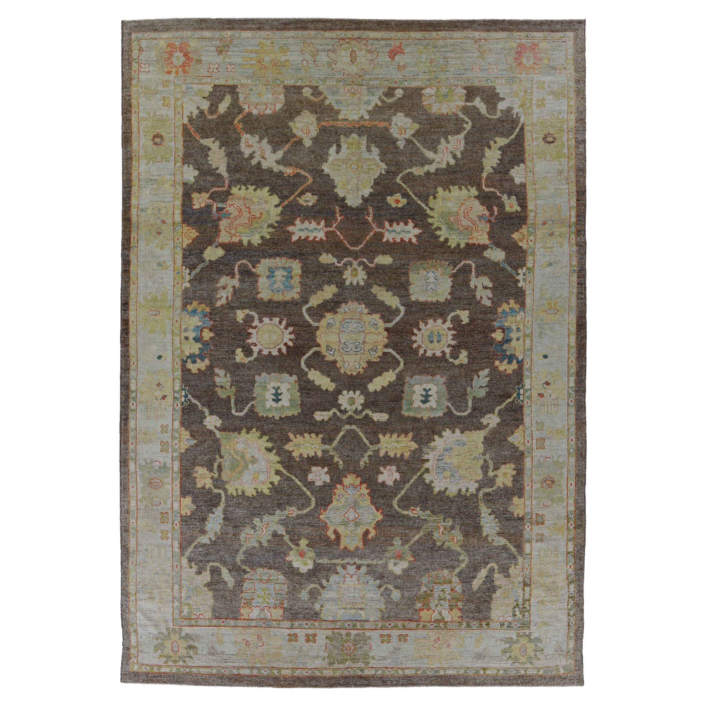 Afghanistan Rose Collection Over Size Rug Circa 1990 - Wool Brown Green - 90852