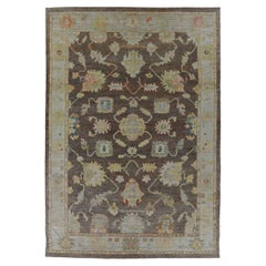 Afghanistan Rose Collection Over Size Rug Circa 1990 - Wool Brown Green - 90852
