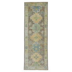 Tappeto Runner Afghanistan Rose Collection Circa 1990 - Lana Blu Marrone - 90856
