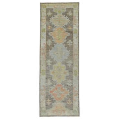 Tappeto Runner Afghanistan Rose Collection Circa 1990 - Lana Blu Marrone Rosa - 90858
