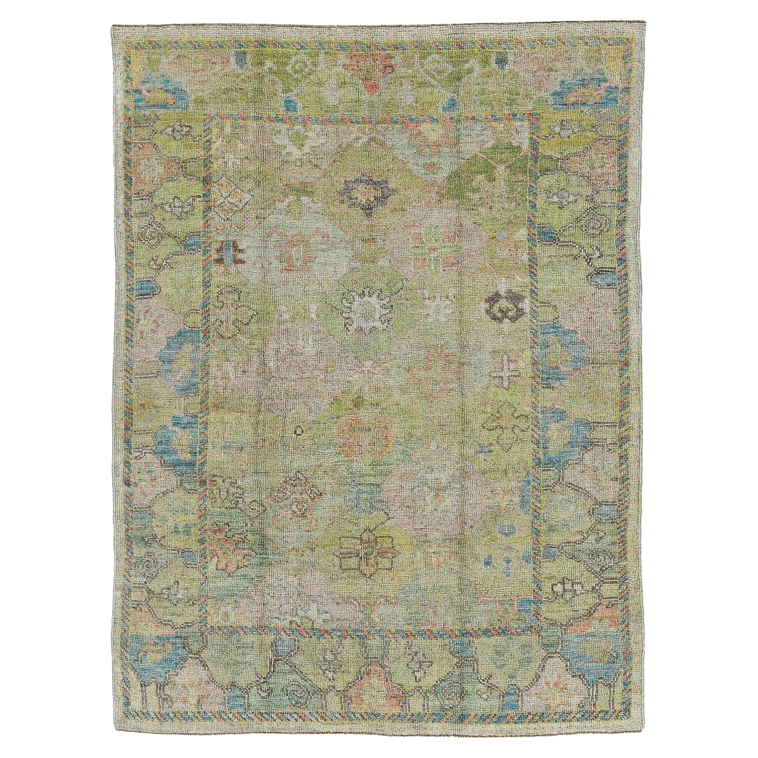 Afghanistan Rose Collection Area Rugs Circa 1990 - Wool Blue Green Ivory - 90863