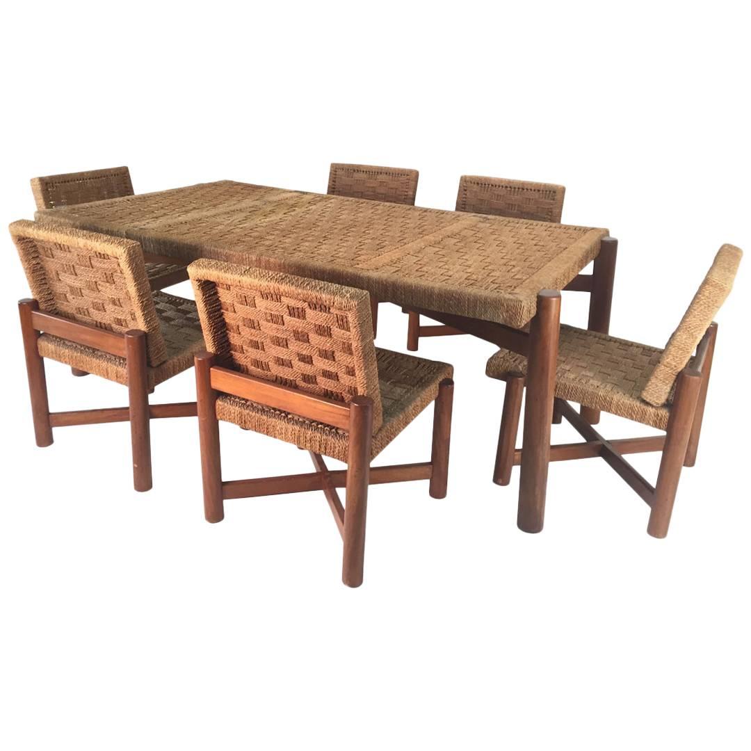 Woven Dining Set in the Style of Charlotte Perriand