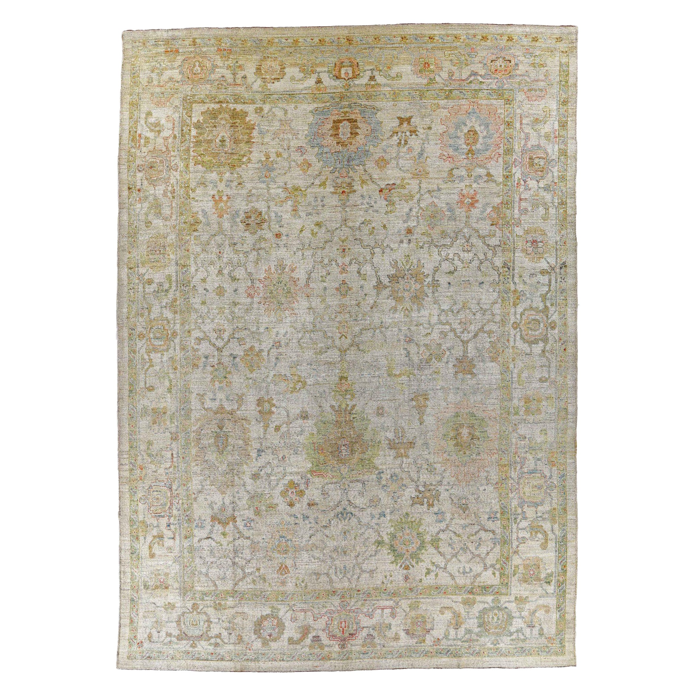 Afghanistan Rose Collection Over Size Rug Circa 1990 - Wool Blue Green - 90870