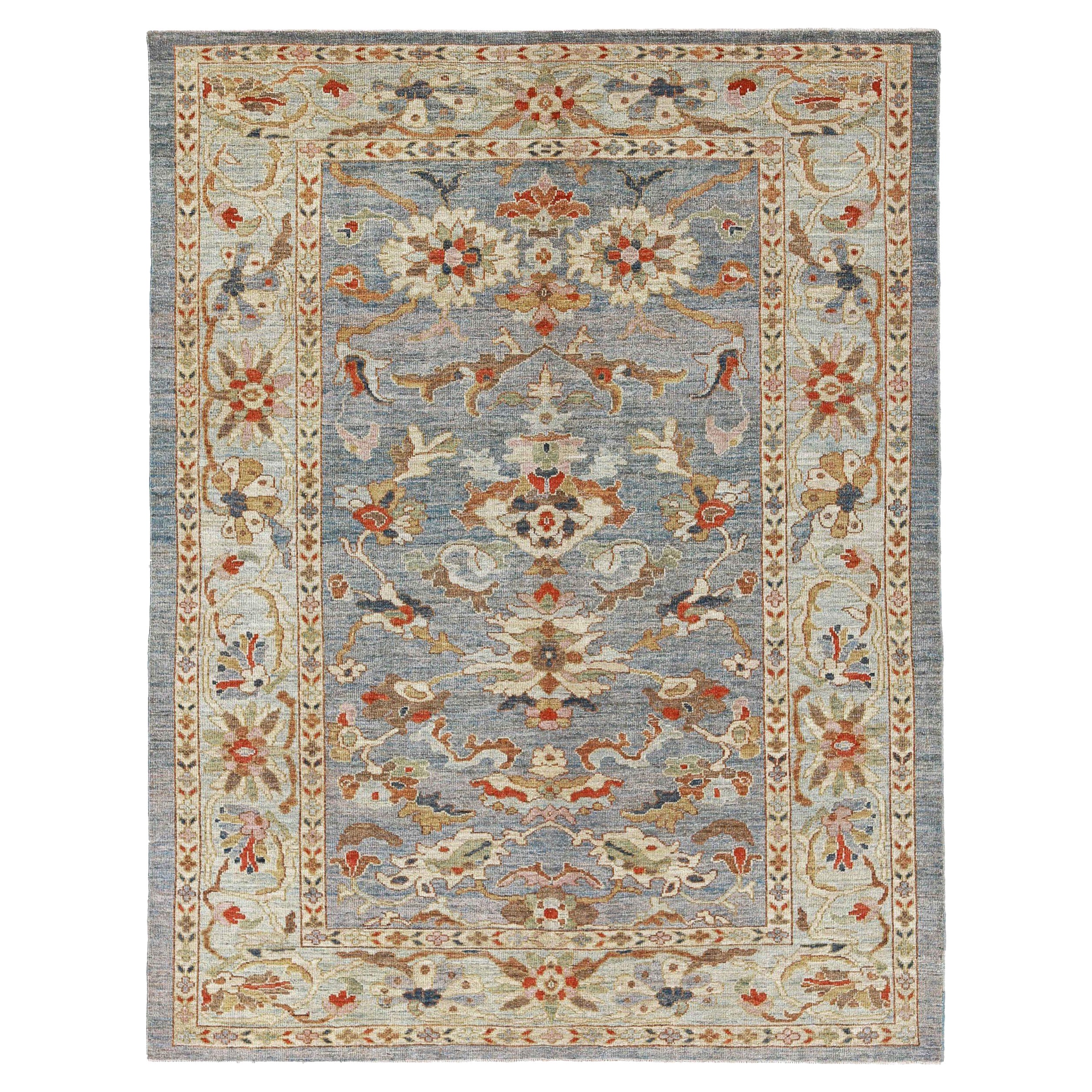 Afghanistan Sultanabad-Teppiche Circa 1990 - Wolle Blau Elfenbein Rot Design - 90900