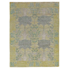 Alfombra Pequeña Colección Afghanistan Rose Circa 1990 - Lana Gris Verde Marfil - 90901