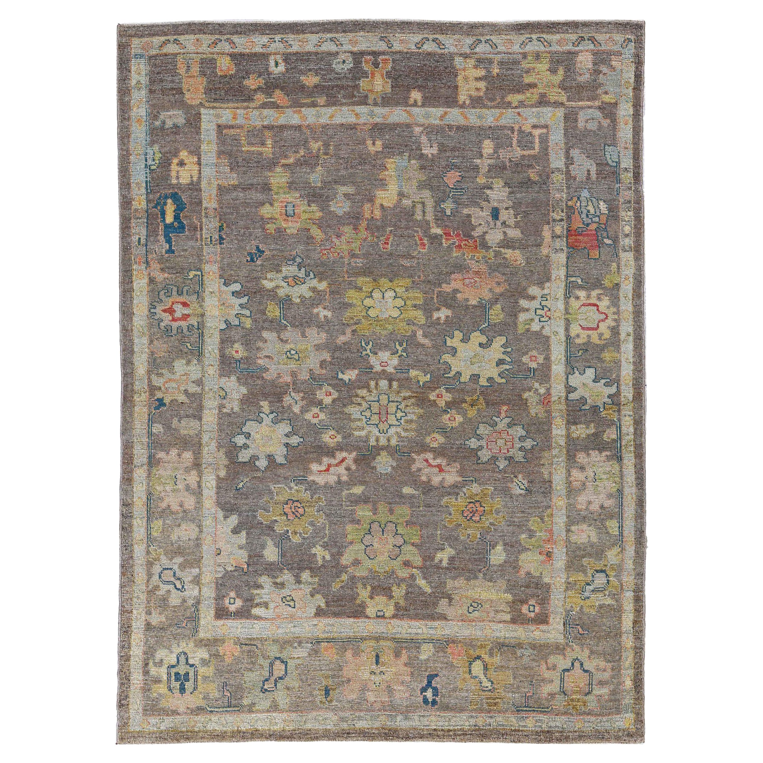 Afghanistan Rose Collection Tapis de sol Circa 1990 - Laine Brown Green - 90918 en vente