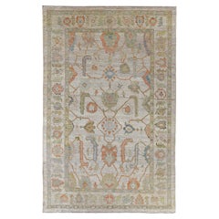 Afghanistan Rose Collection Area Rugs Circa 1990 - Wool Green Ivory Pink - 90905