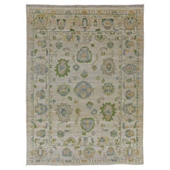 Afghanistan Rose Collection Area Rugs Circa 1990 - Wool Blue Green Ivory - 90906