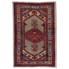Petit tapis Afghanistan Rose Collection vers 1990 - Laine bleu ivoire rouge - 90927