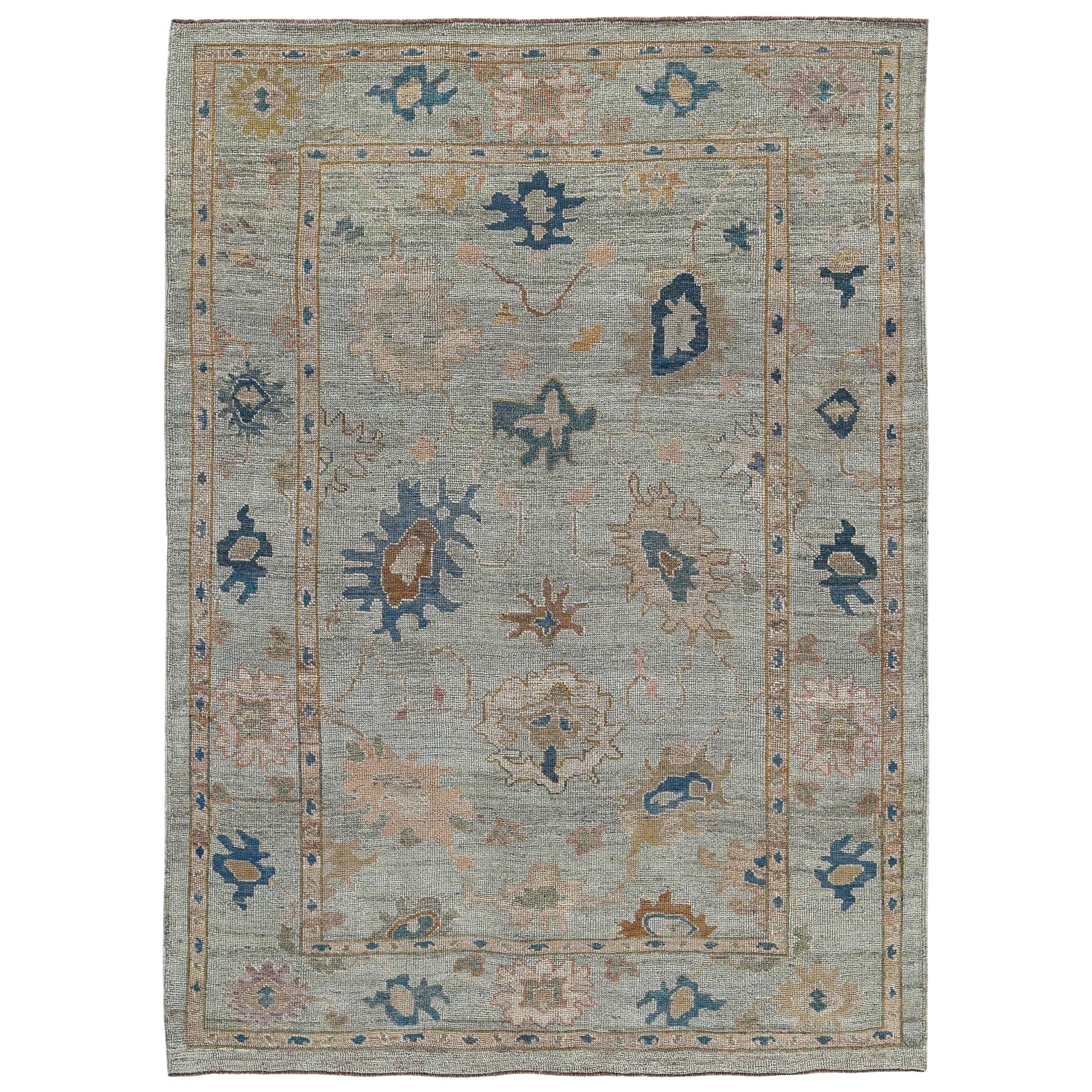 Afghanistan Rose Collection Area Rugs Circa 1990 - Wool Blue Brown Ivory - 91035