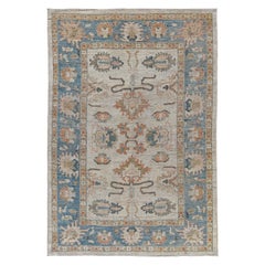 Tapis de la collection Rose d'Afghanistan datant d'environ 1990 - Laine bleu orange - 91033