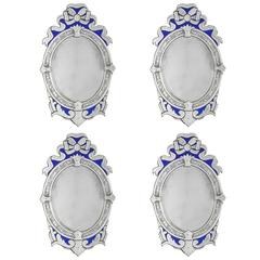 Oval Venetian Blue Ribbon Mirrors 5