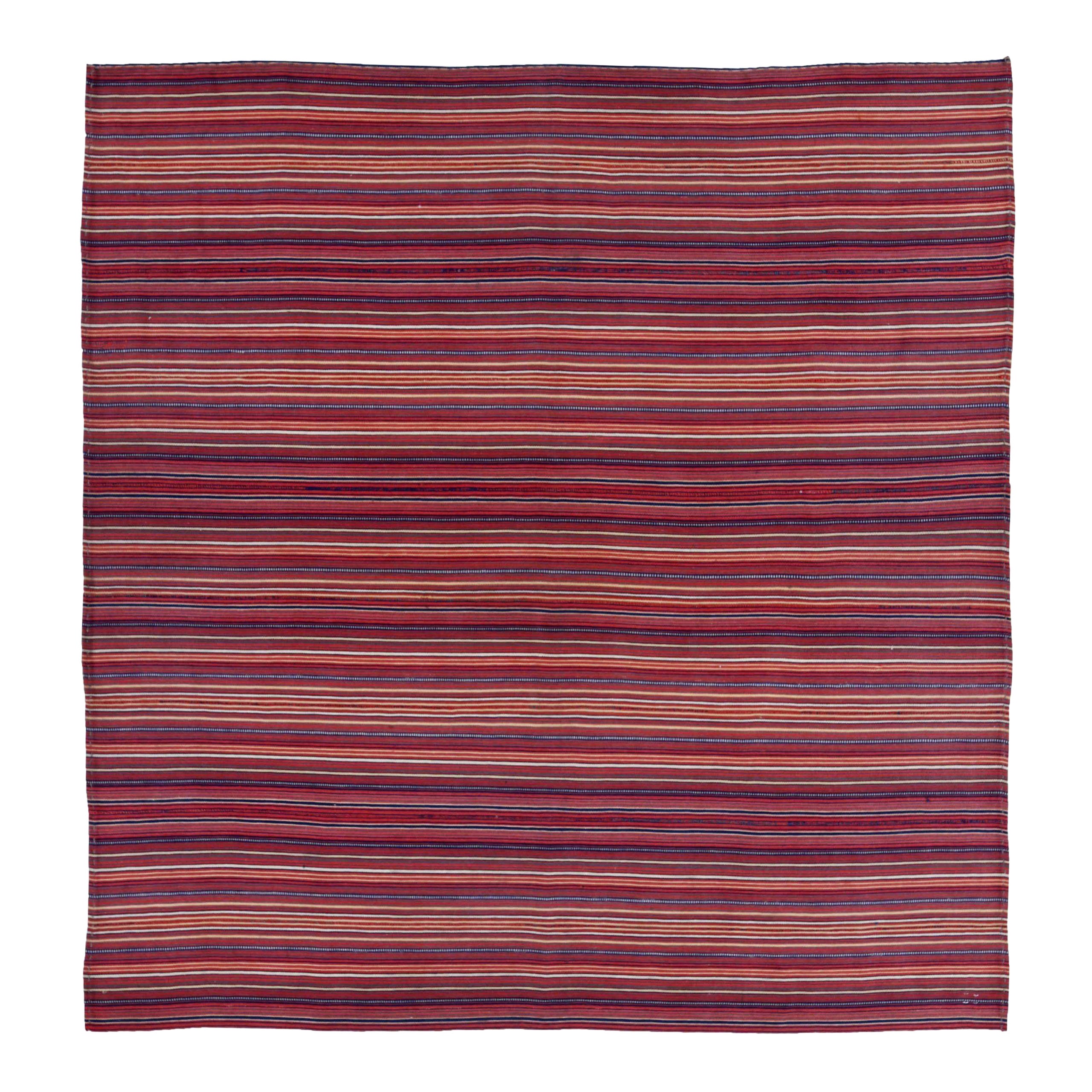 Persische Jajim quadratischen Bereich Teppiche CIRCA 1910 - Wolle Rosa Rot Gelb Design - 91119
