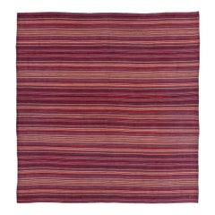 Persische Jajim quadratischen Bereich Teppiche CIRCA 1910 - Wolle Rosa Rot Gelb Design - 91119